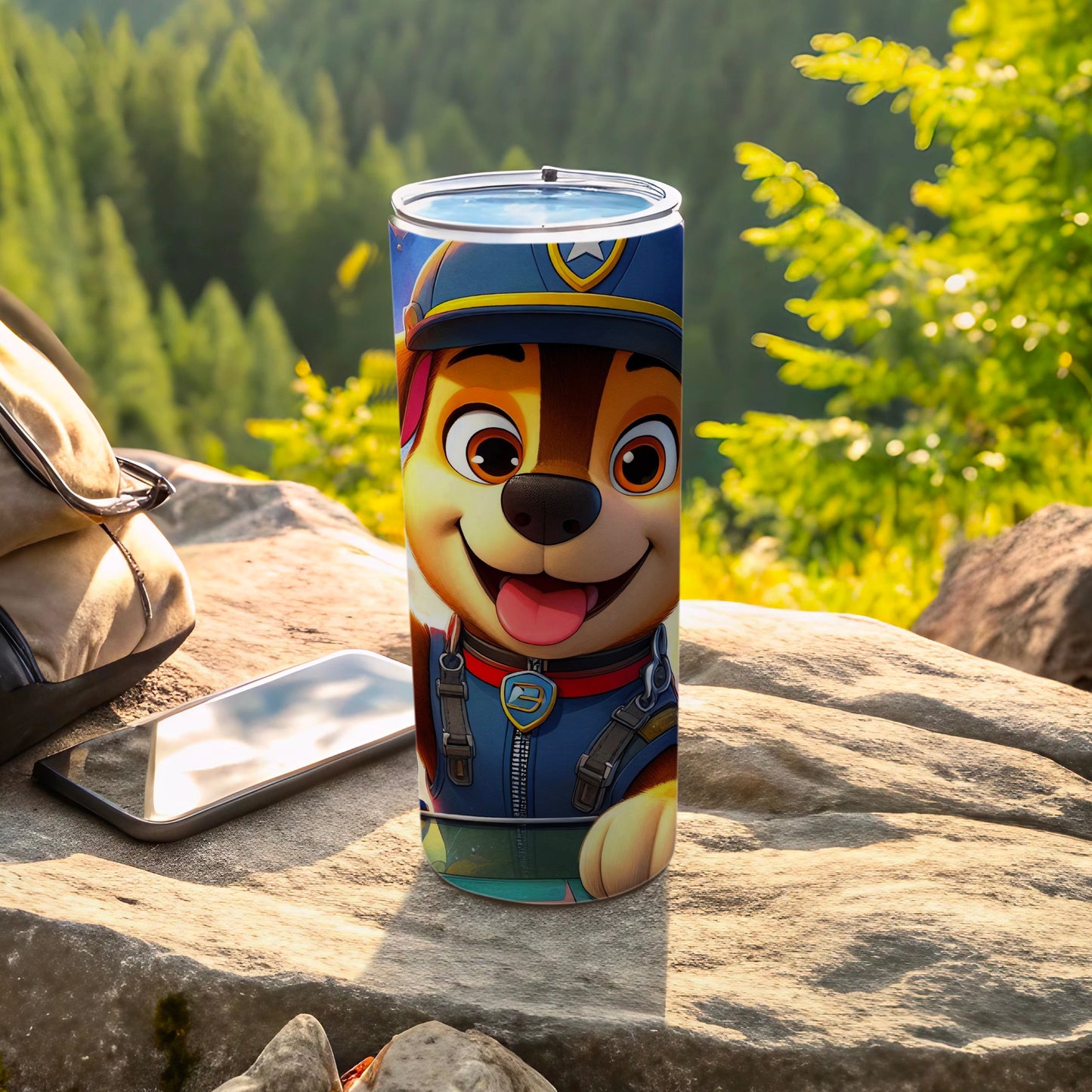 Paw Patrol themed Chase tumbler for kids drinking experience