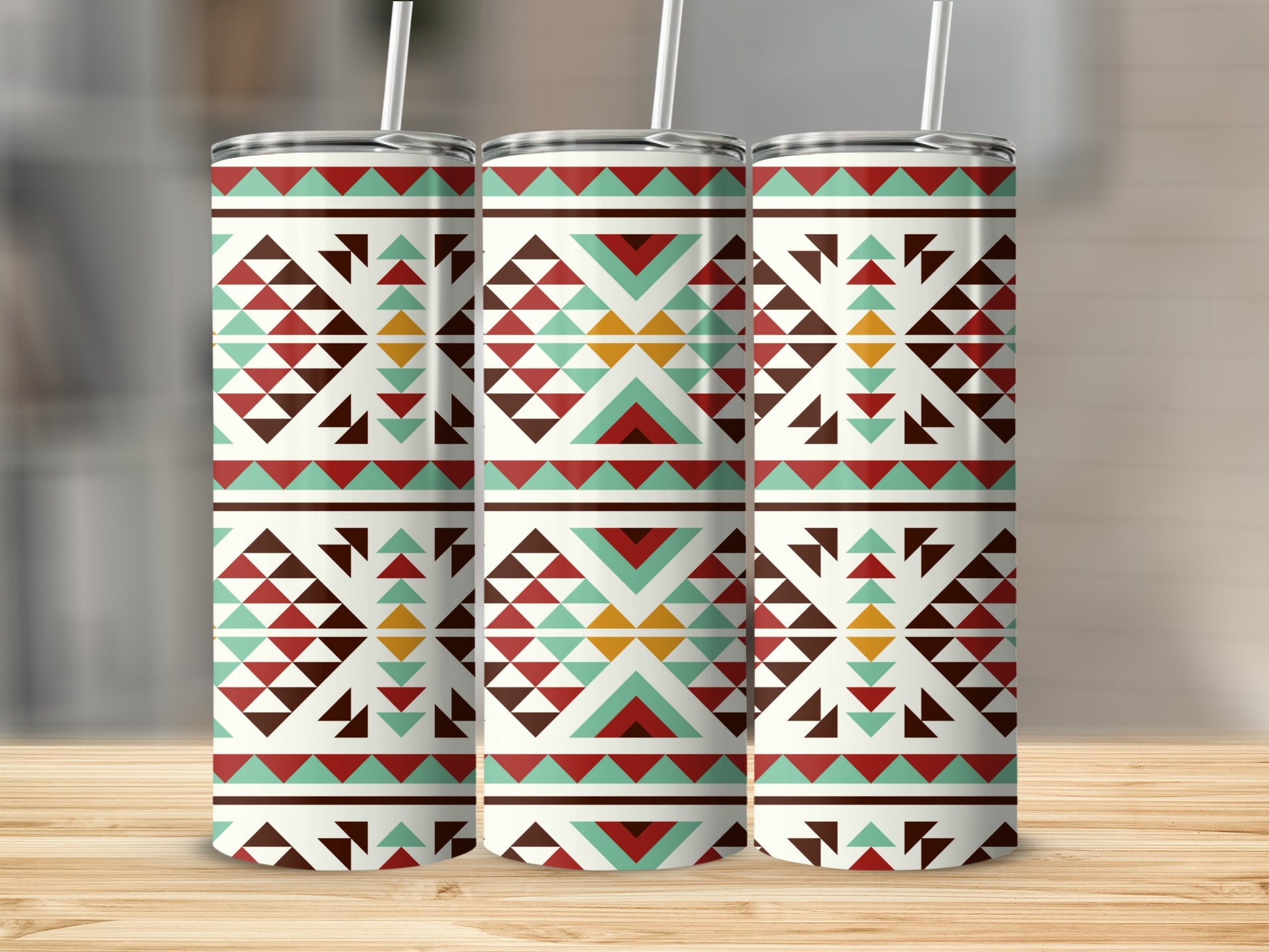 Geometric Tribal Print Tumbler Drinkware Accessories