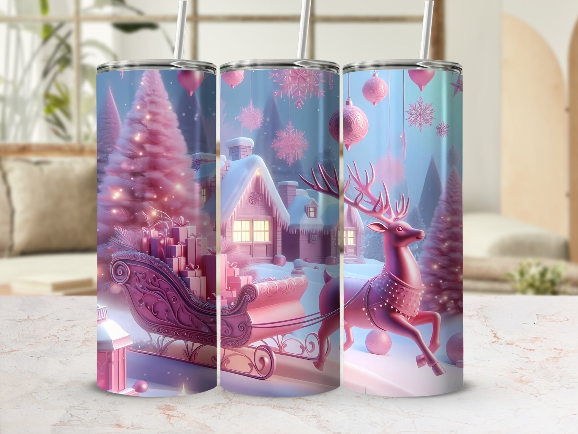 Festive Holiday Tumbler with Christmas Scene Design