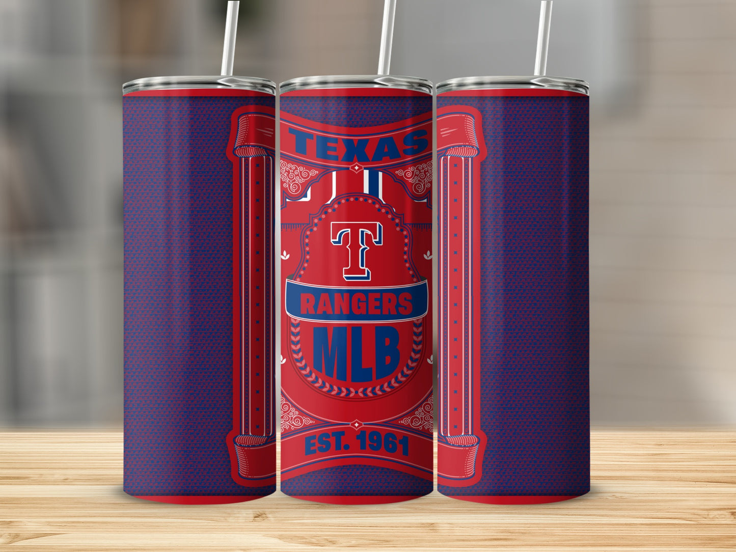 Texas Rangers MLB Est 1961 Design Graphics Tumbler