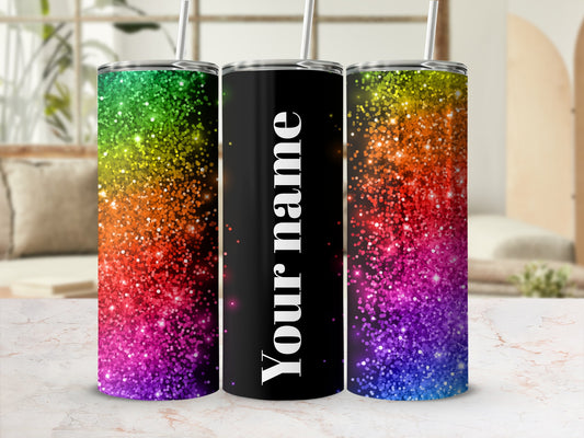 Customized Glitter Gradient Rainbow Tumbler