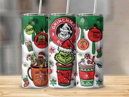 Grinchmas Themed Holiday Tumblers for Christmas Drinks