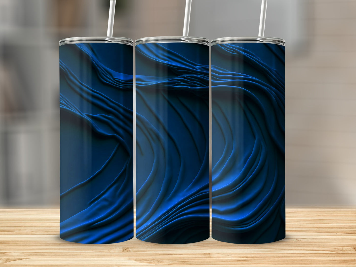 Dark Blue Abstract Flowing Waves Tumbler product type