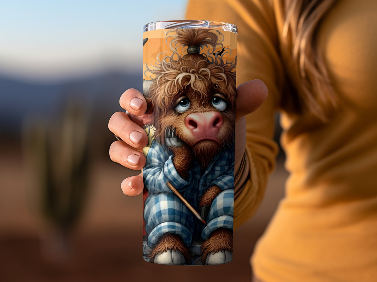 Cute Highland Cow Art on Tall Drinkware Product