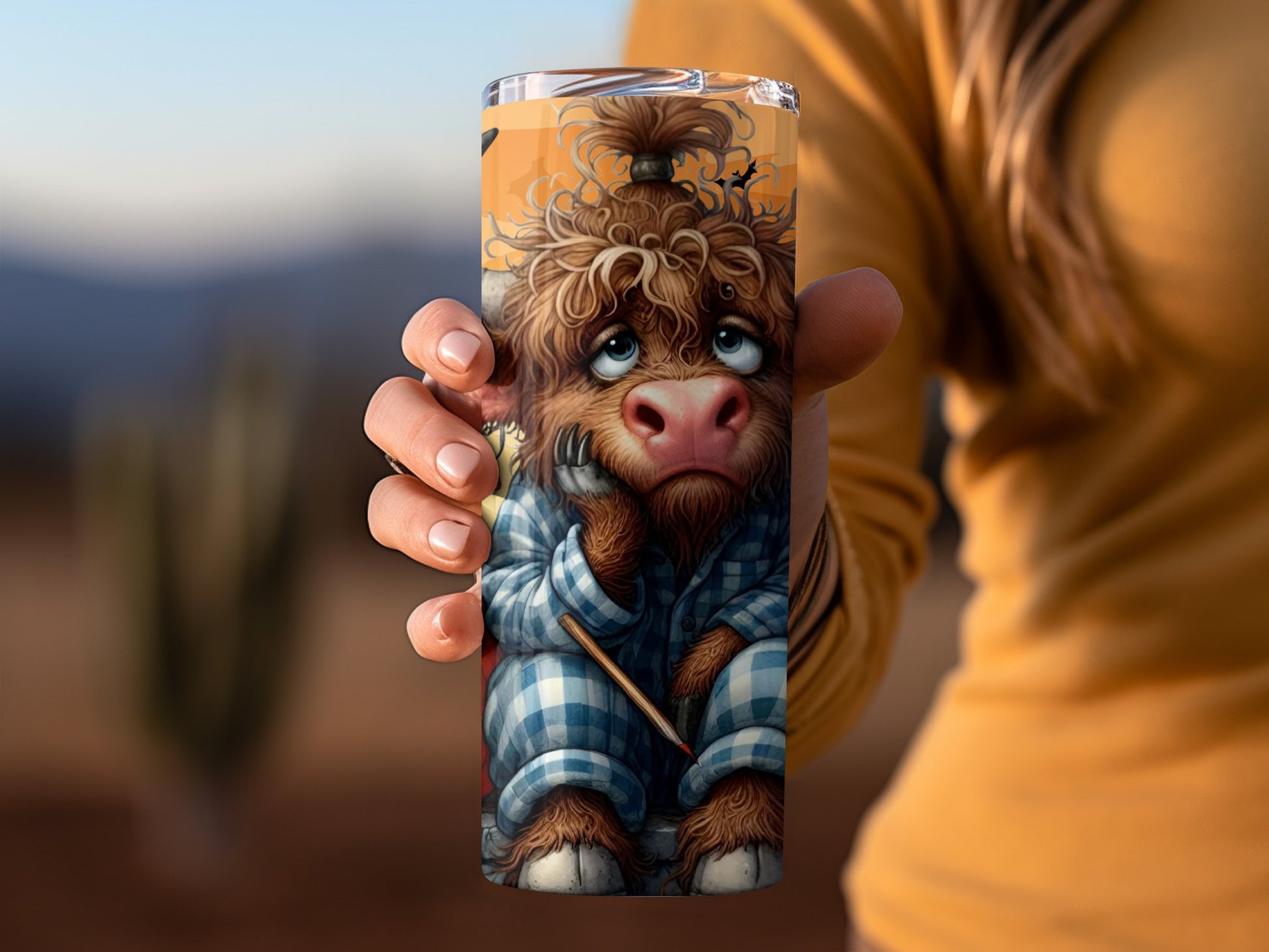 Cute Highland Cow Art on Tall Drinkware Product