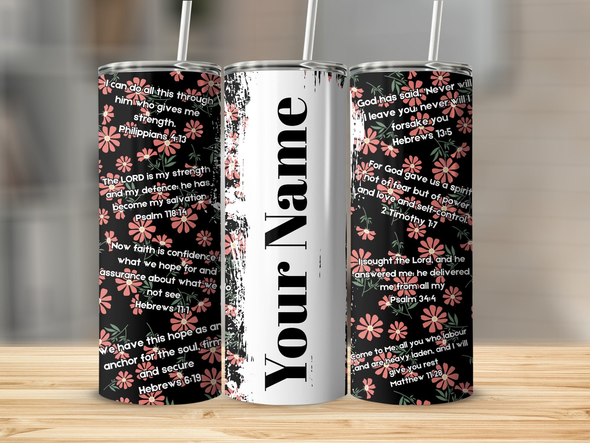 Personalized Floral Design Inspirational Tumblers