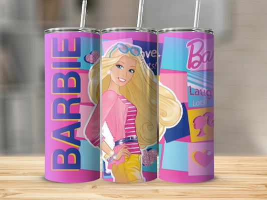 Barbie Blonde Hair Sunglasses Love Laugh Lots Design Tumblers