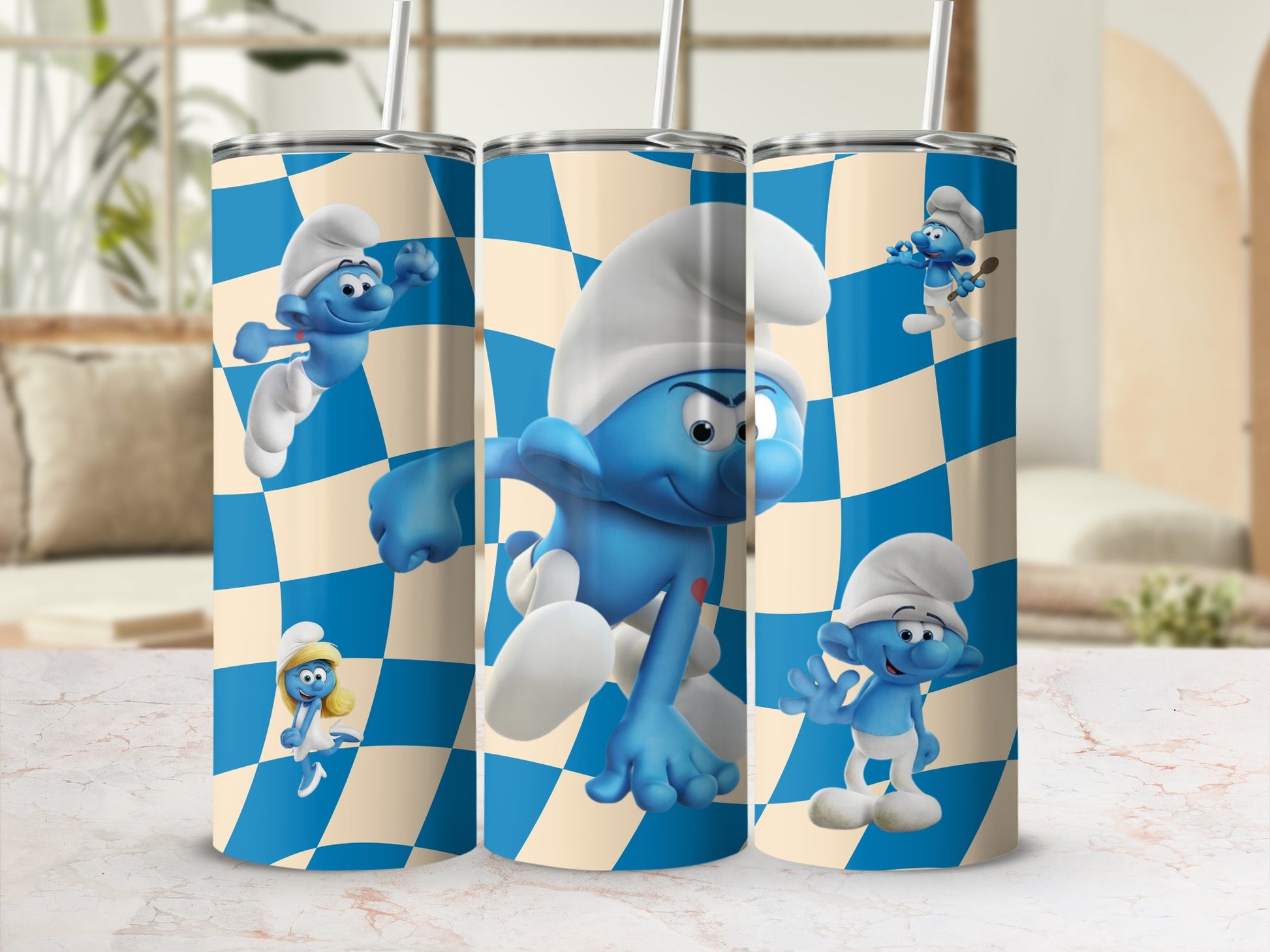 Classic Blue Cartoon Characters Design Tumbler Cup