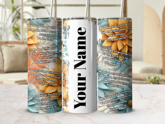 Personalized Floral Scripture Quotes Tumbler for Daily Inspiration