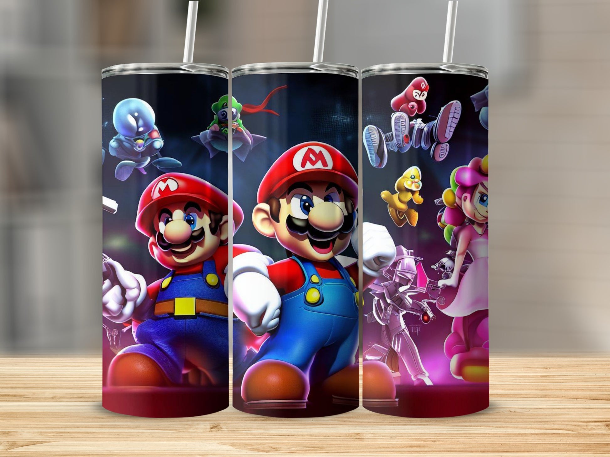 Super Mario Themed Tumbler Cup with Colorful Design