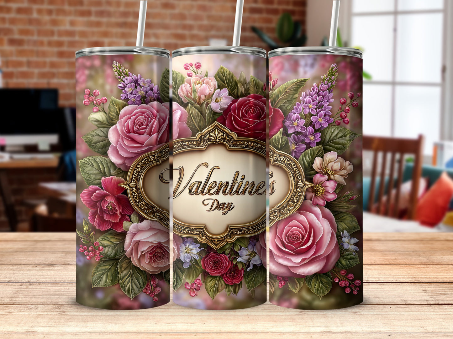 Elegant Valentine's Day Floral Tumbler Gift