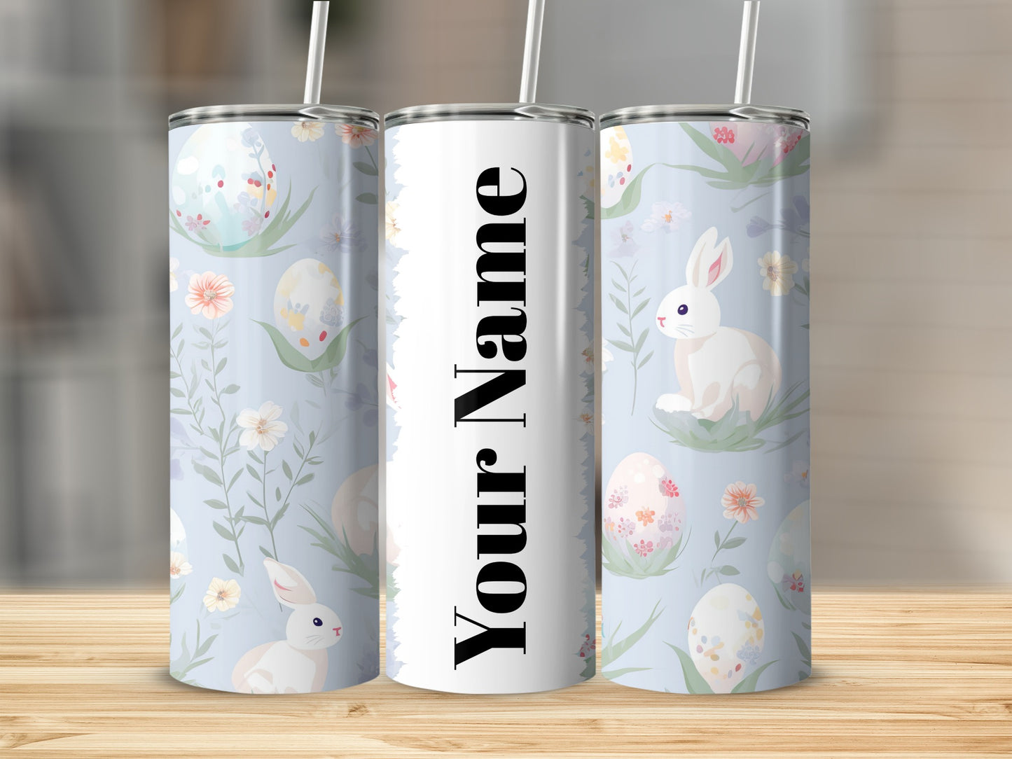 Personalized Easter Bunny and Eggs Insulated Tumbler