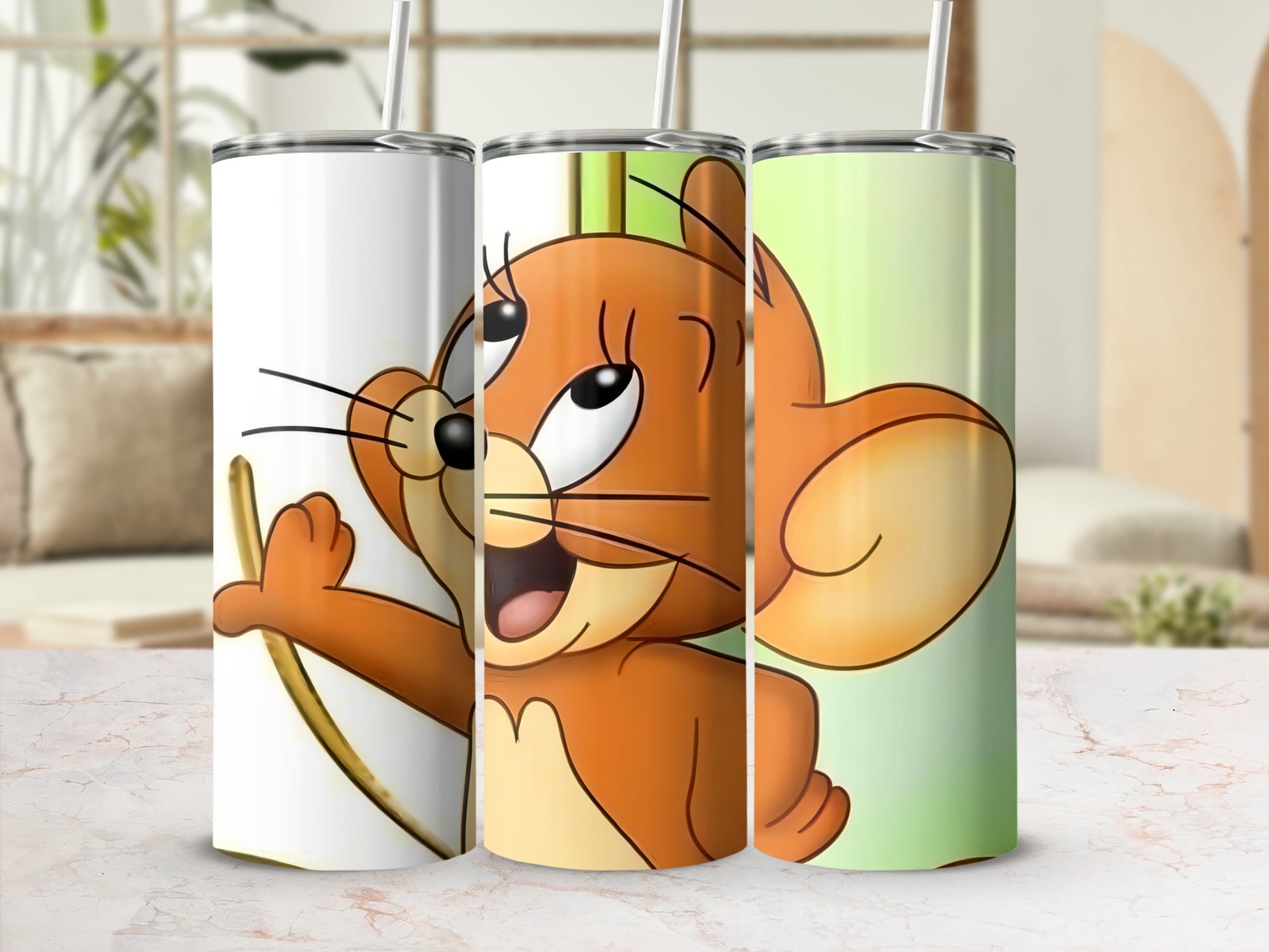 Cute Cartoon Mouse Design Tall Insulated Beverage Tumbler