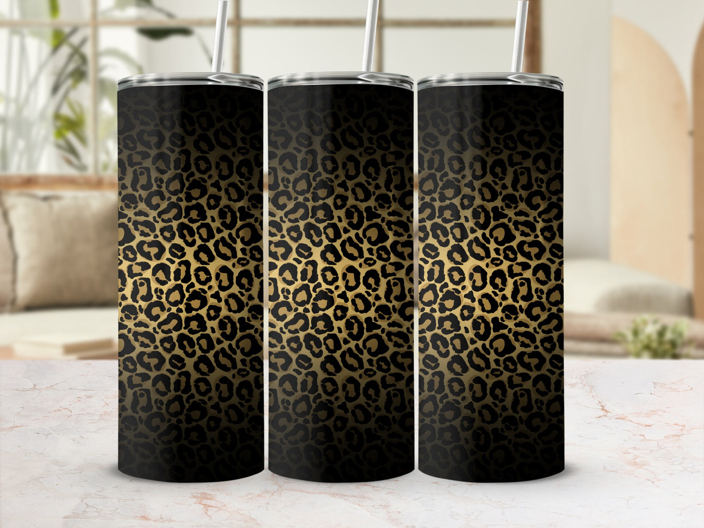 Bold Leopard Print Gold Black Gradient Tumbler product type