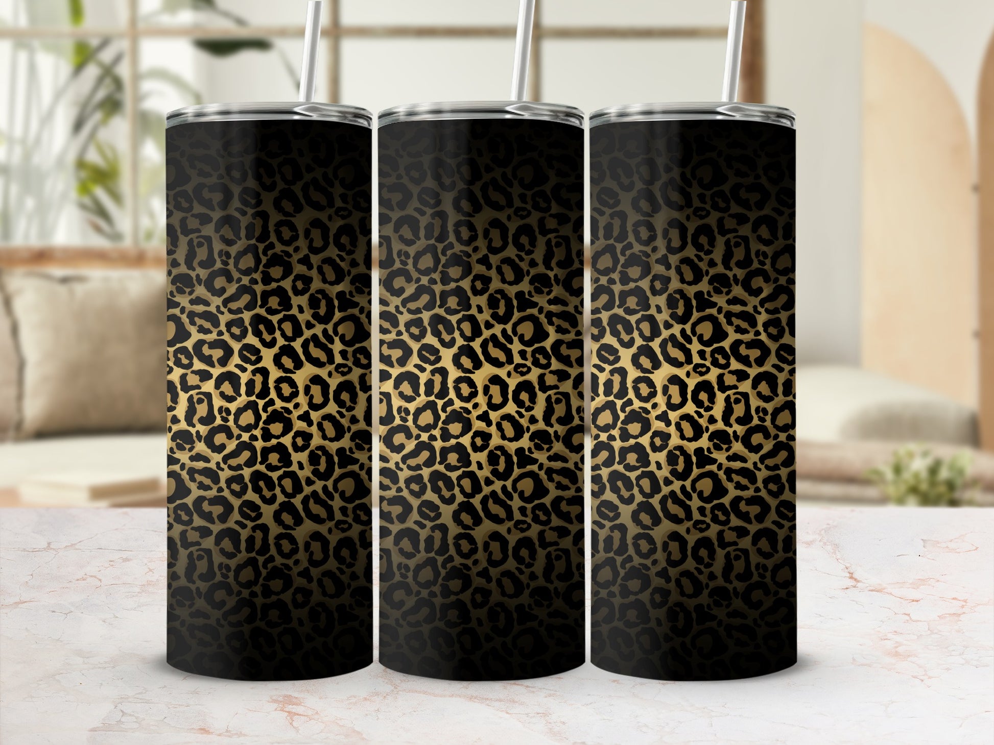 Bold Leopard Print Gold Black Gradient Tumbler product type