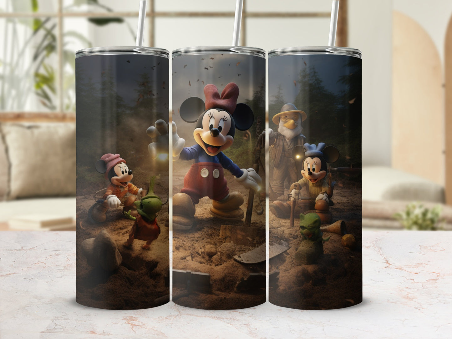 Cartoon Characters Outdoor Adventure Scene Tumbler