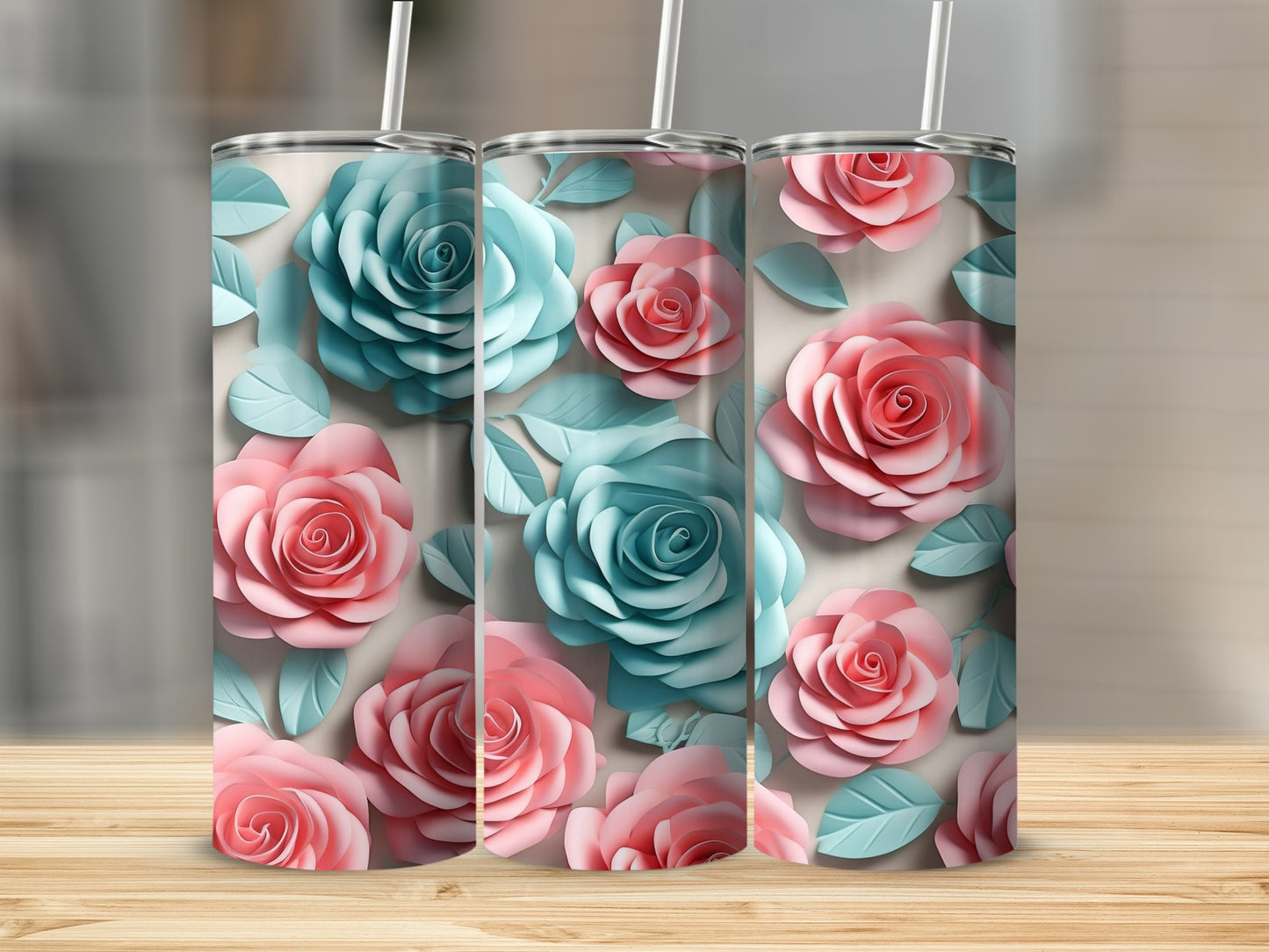Elegant Floral Design Double-Walled Tumbler