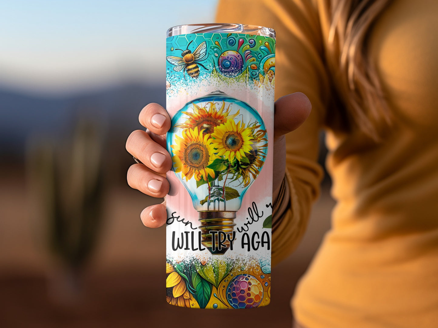 Sunflowers in Light Bulb Design Inspirational Tumbler