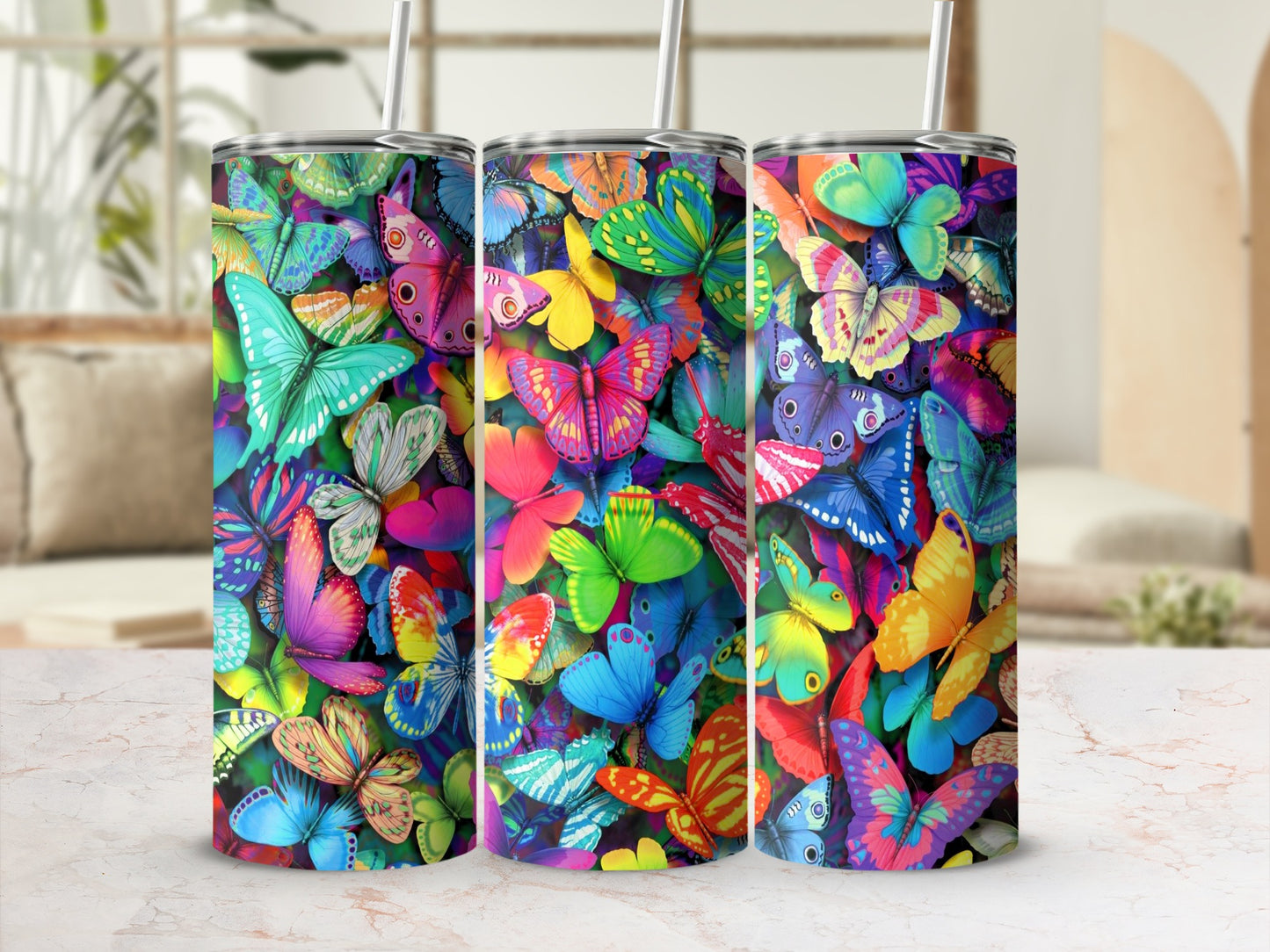 Vibrant Colorful Butterfly Pattern Tumbler product type