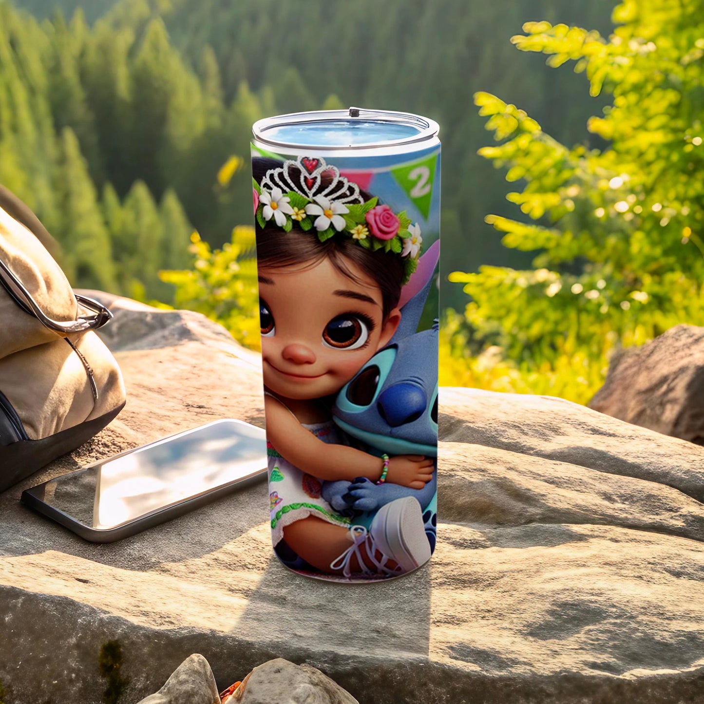Cute Cartoon Girl and Alien Stainless Insulated Tumbler