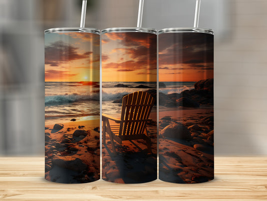 Beautiful Sunset Beach Scene Tumbler Image Design