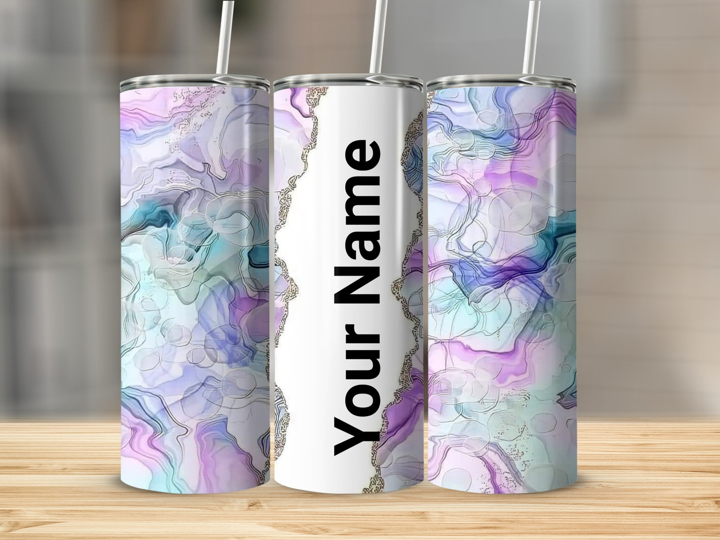 Customizable Abstract Marble Pattern Tumbler