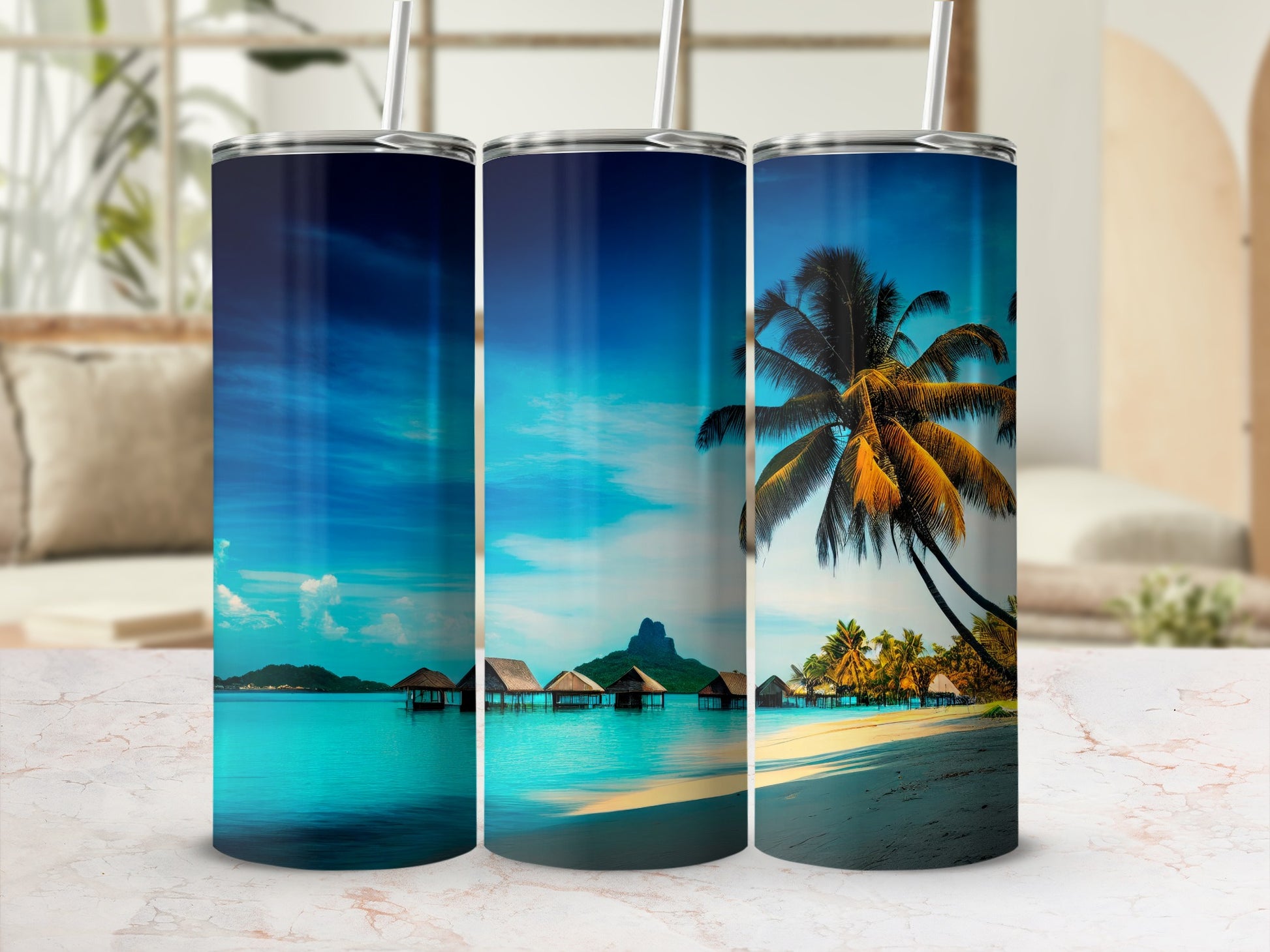 Tropical Paradise Scenic Travel Tumbler Set Adventure