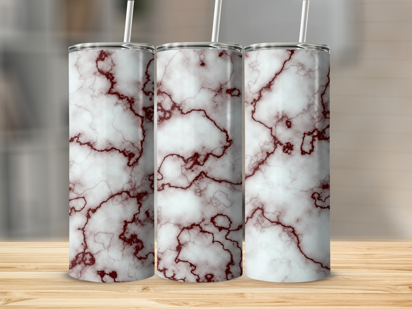 White Veined Red Marble Design Pattern Style Texture Tumblers