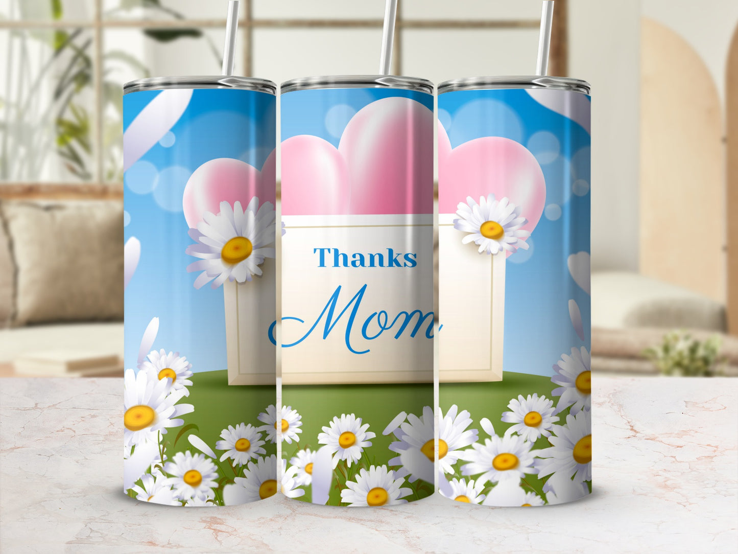 Thanks Mom Multicolor Floral Themed Tumbler