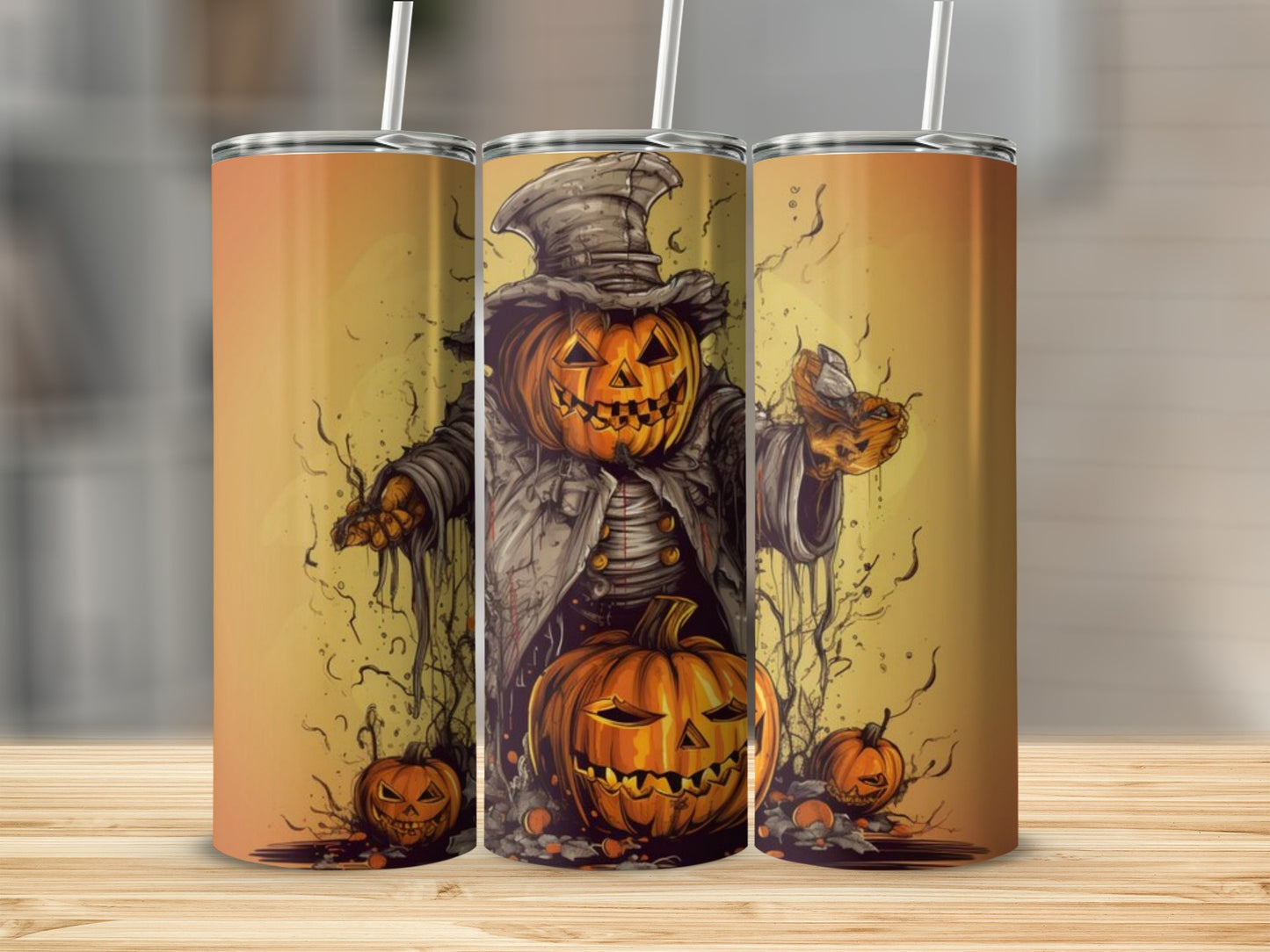 Halloween Pumpkin Scarecrow Tumbler Spooky Drinkware