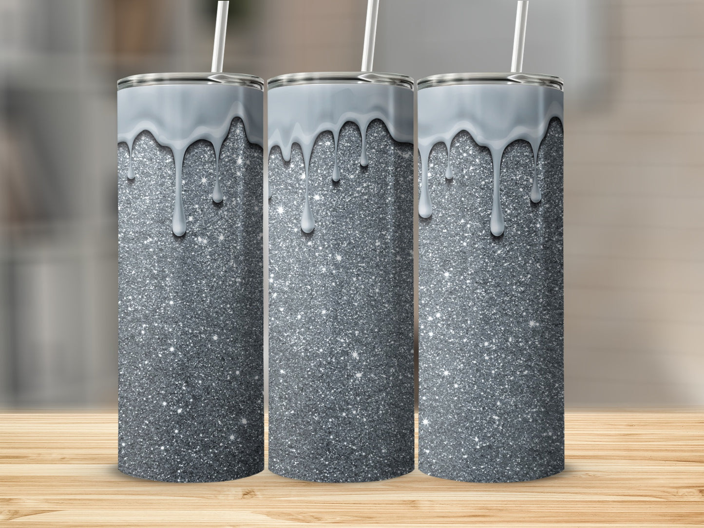 Shimmering Glitter Tumbler Dripping Icing Detail Design