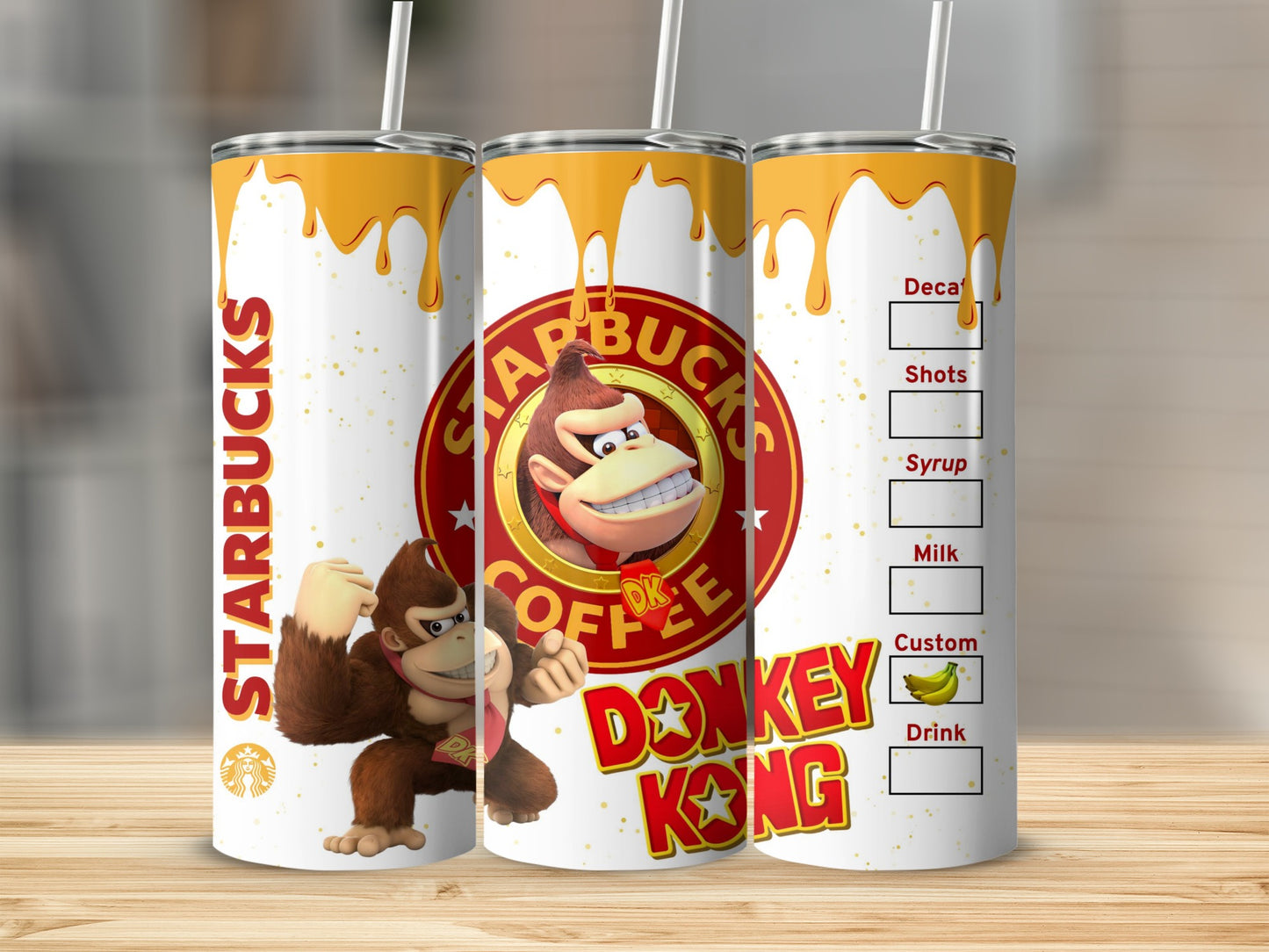 Starbucks Donkey Kong Custom Drink Stainless Steel Tumbler