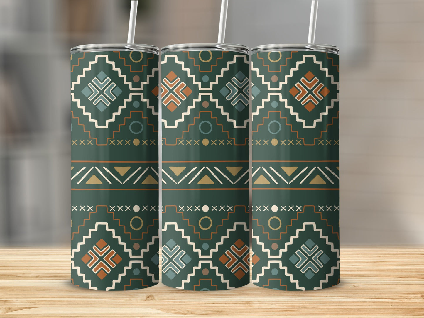 Geometric Boho Pattern Tall Tumblers Drinkware