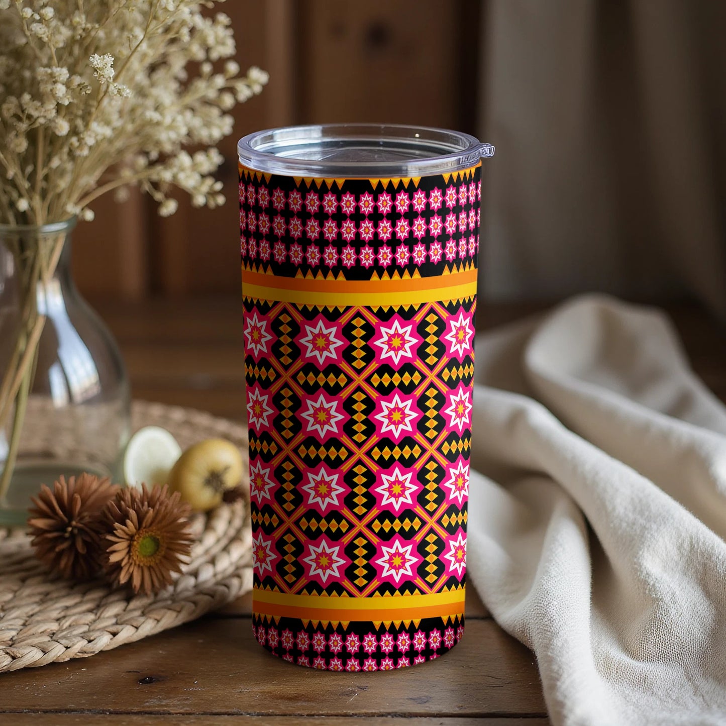 Colorful Geometric Patterned Insulated Tumbler