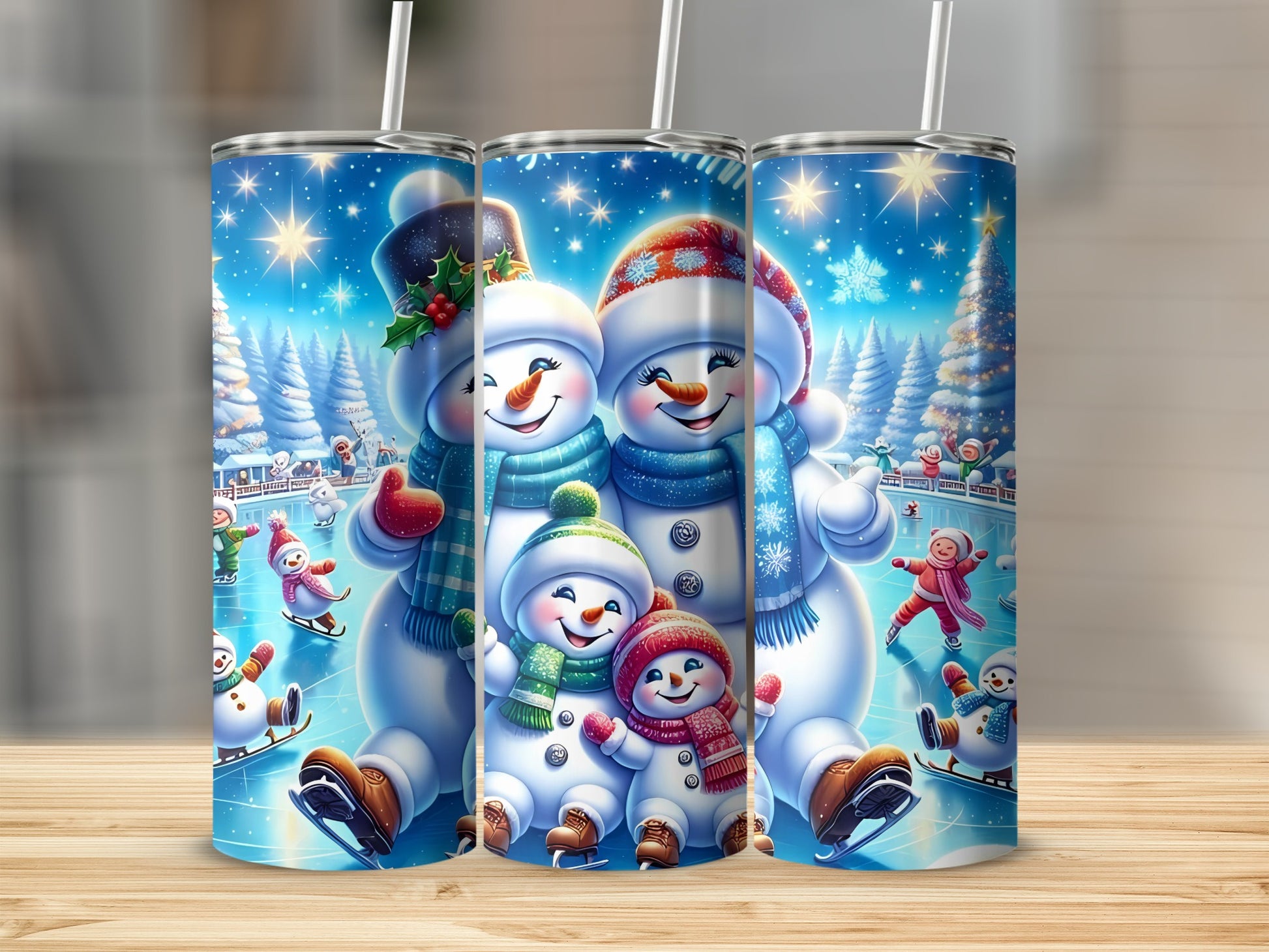 Festive Snowman Print Double Wall Insulated Tumbler