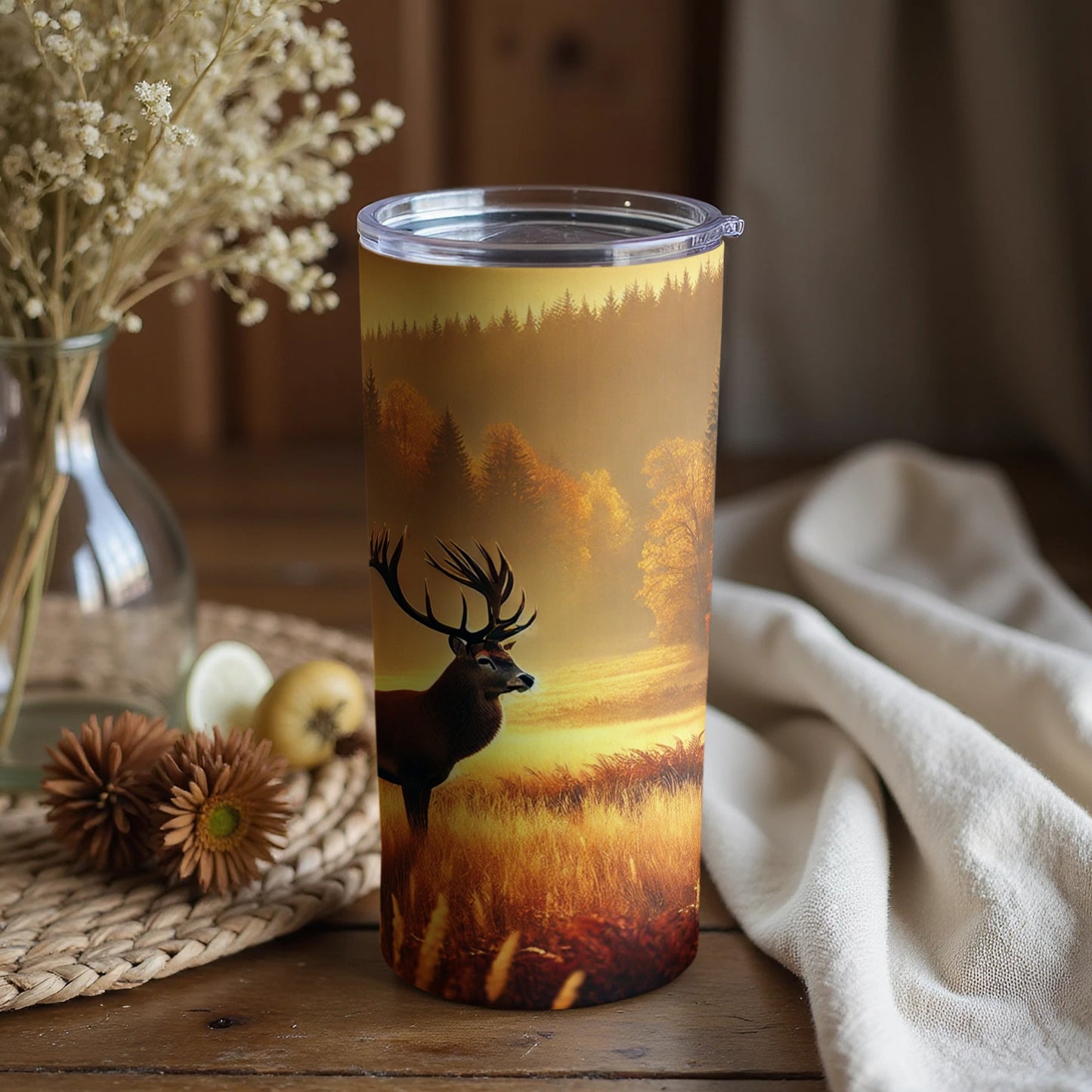 Majestic Deer in Autumn Forest Tumbler Cup