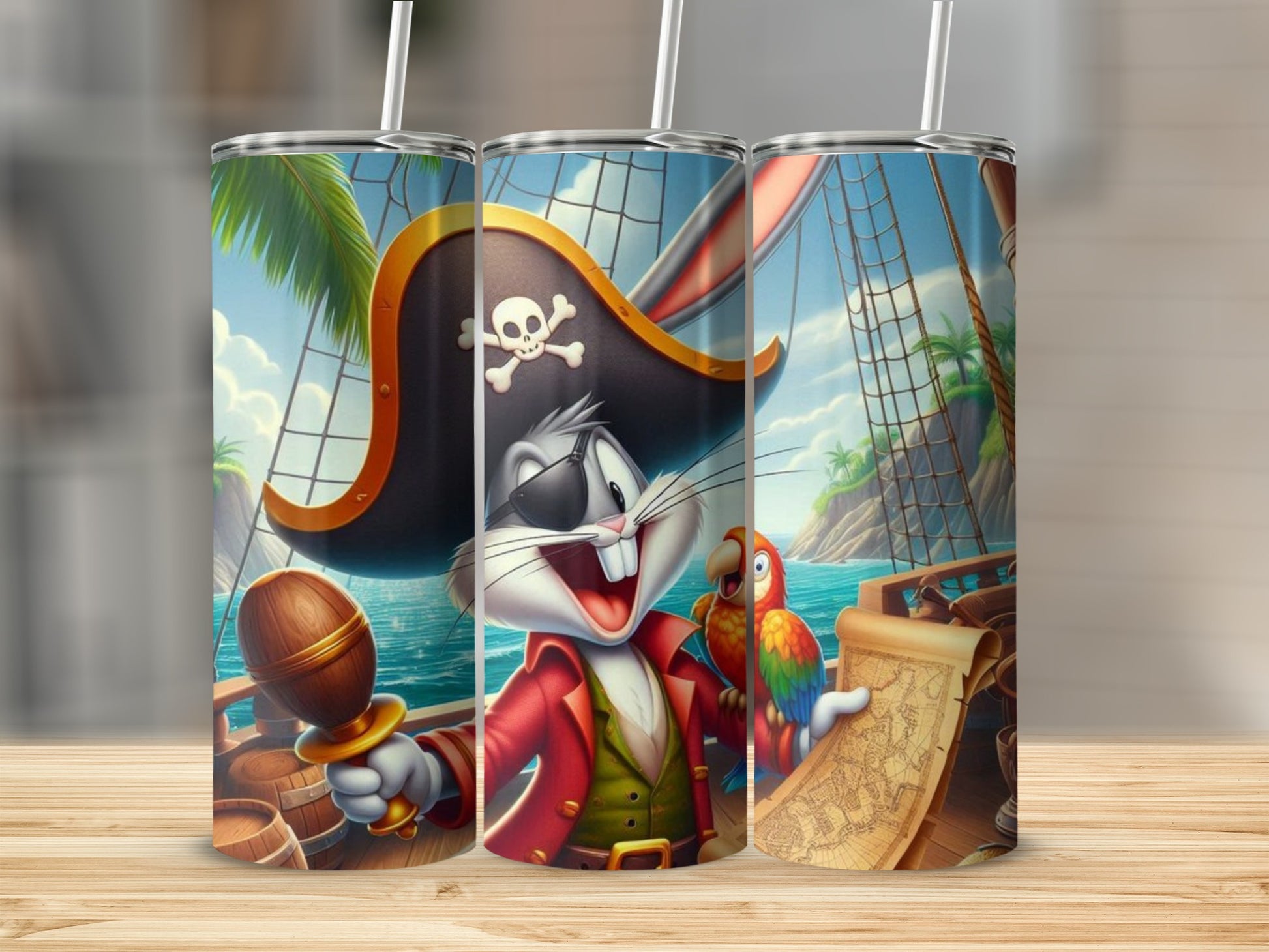Pirate Bunny and Parrot Adventure Tumbler Product