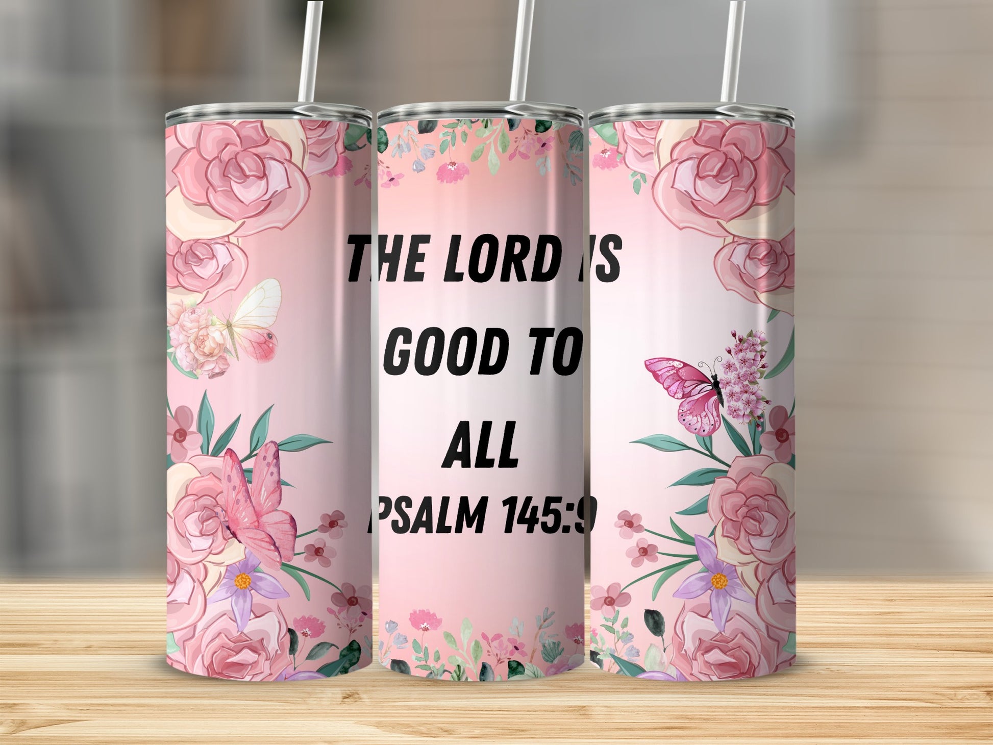 Floral Psalm 145 9 The Lord is Good to All Tumbler