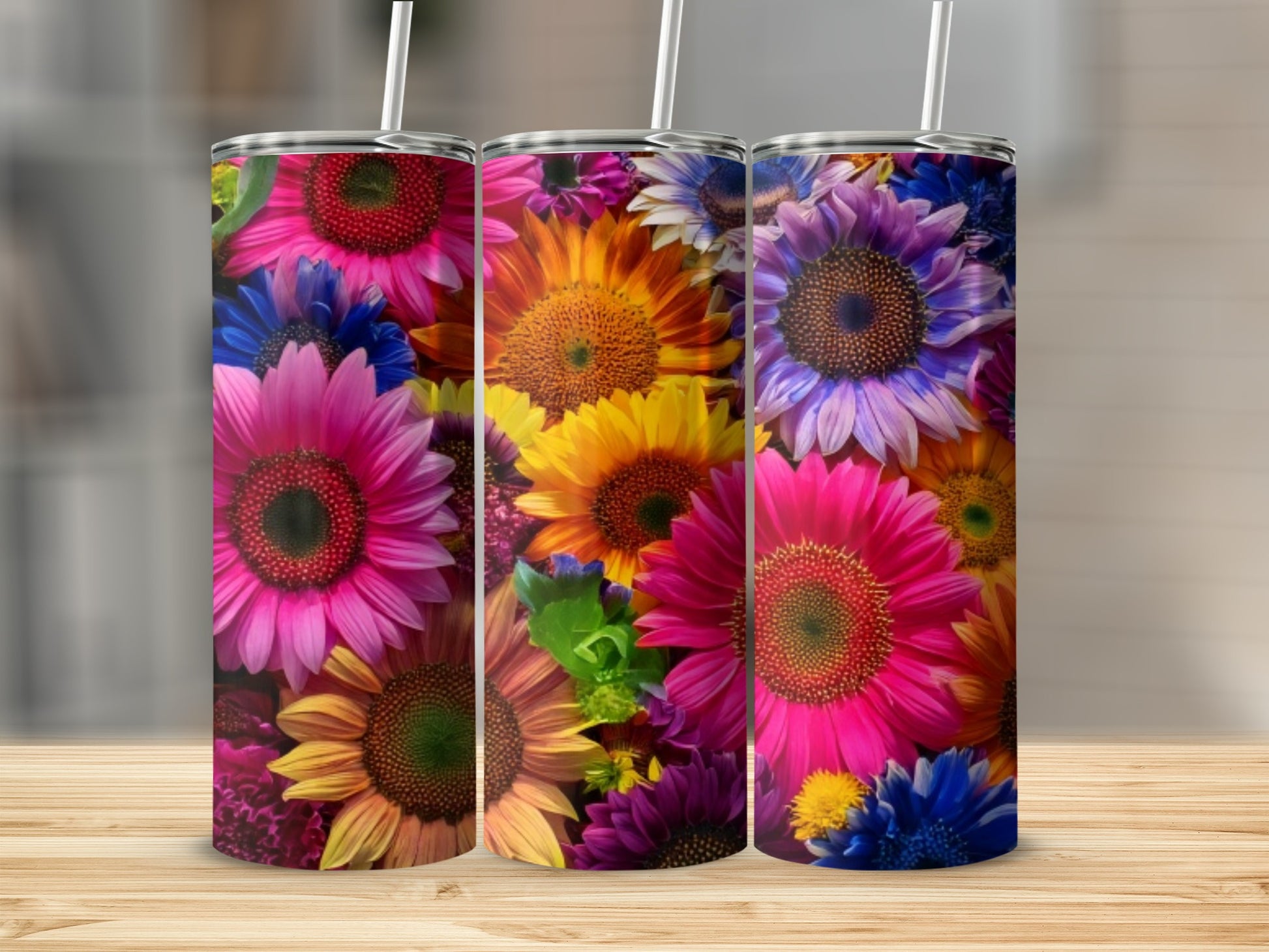Bright Colorful Floral Skinny Tumbler Cups product