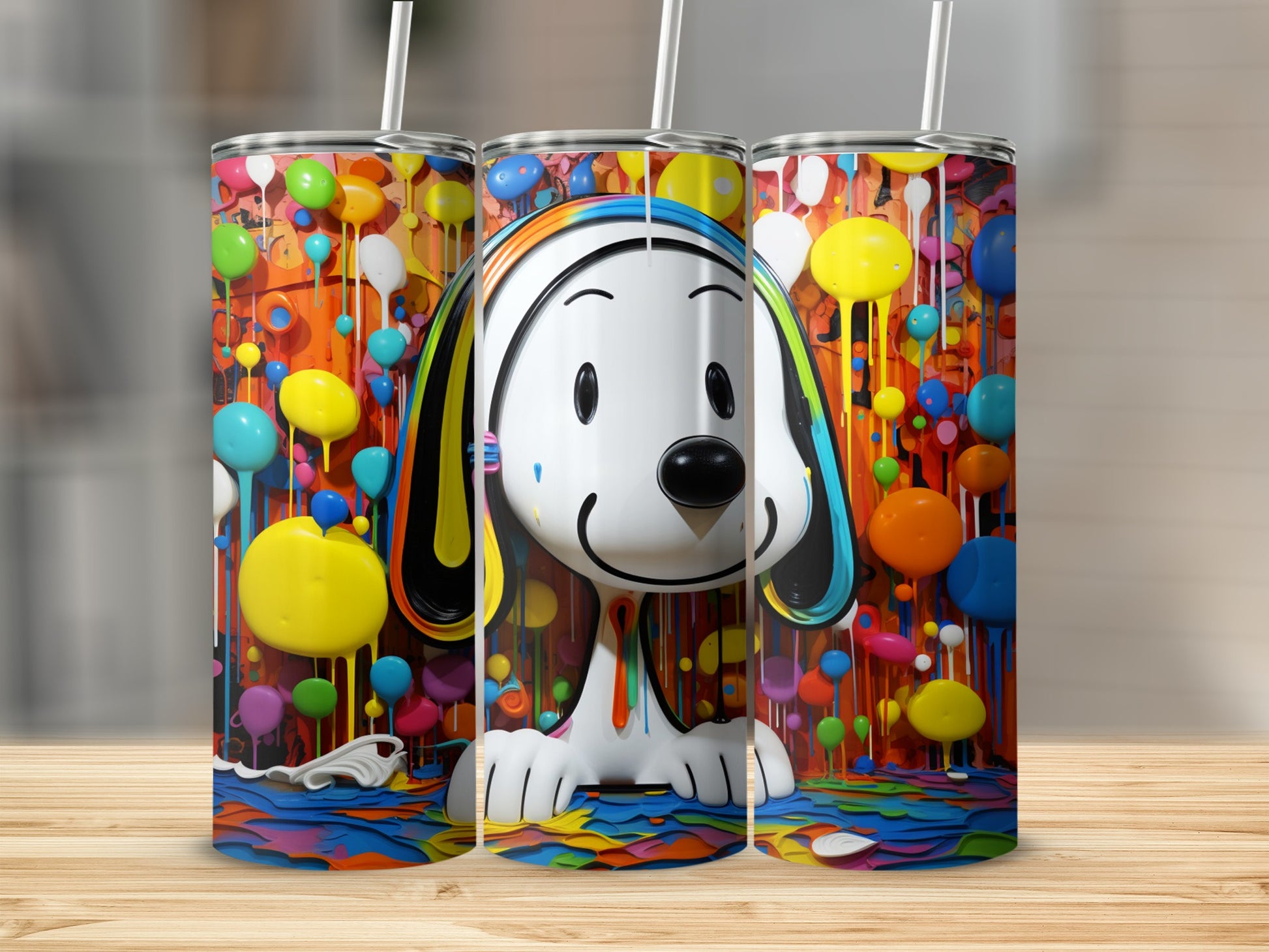 Colorful Balloon Art Dog Design Tall Skinny Tumbler