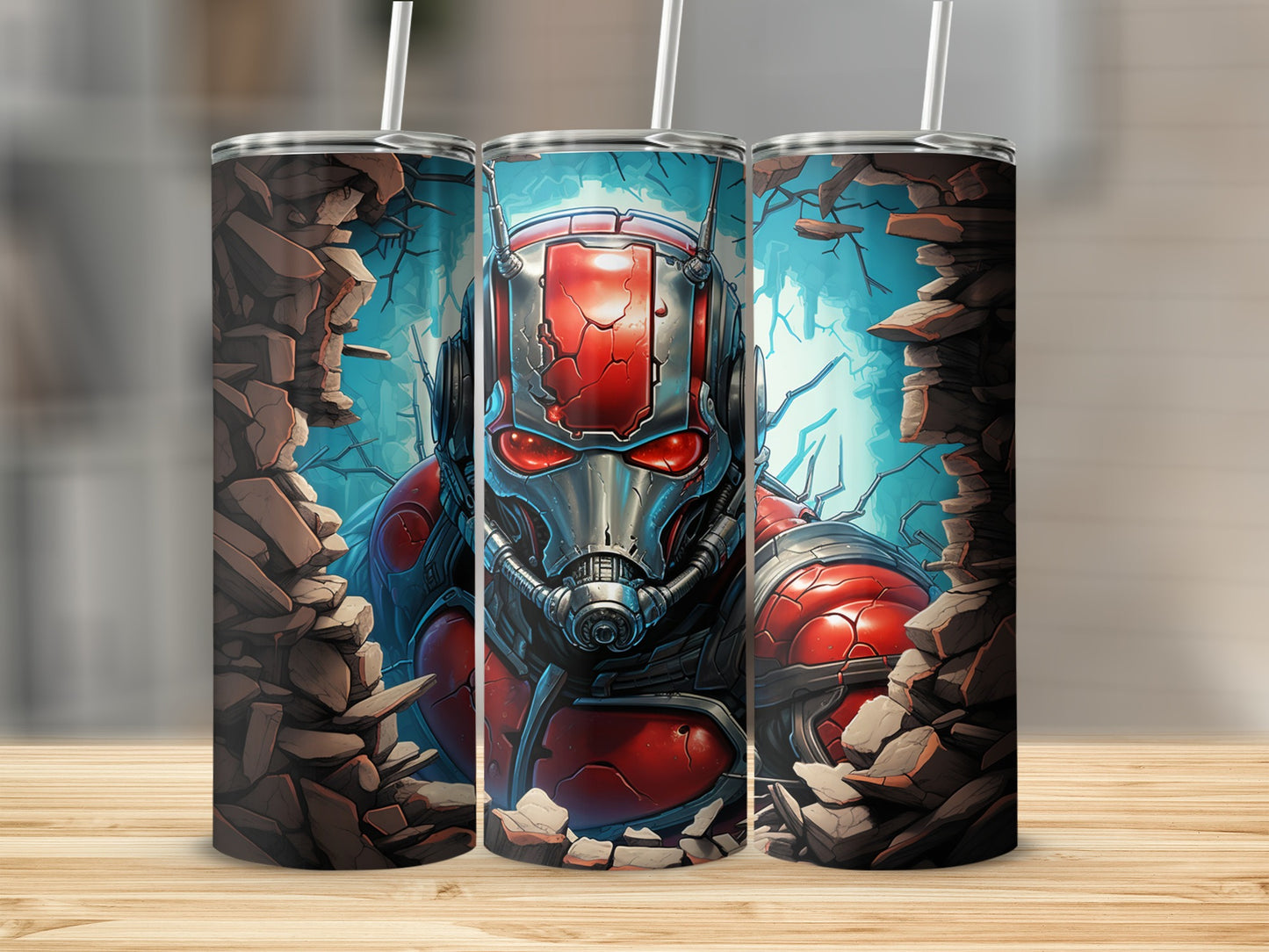 Action Hero Breaking Through Wall Graphic Tumbler