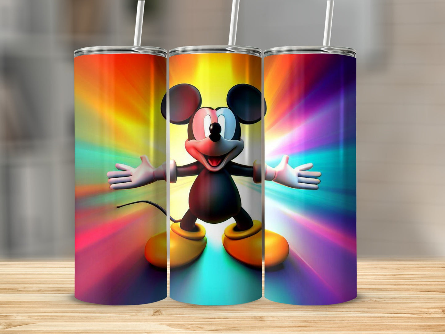 Colorful Mickey Mouse Tumbler with Straws