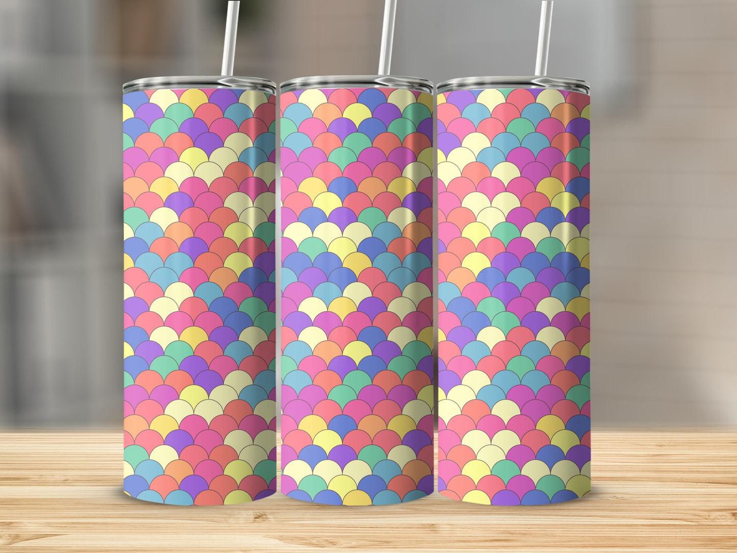 Colorful Mermaid Scales Pattern Tumbler Cup