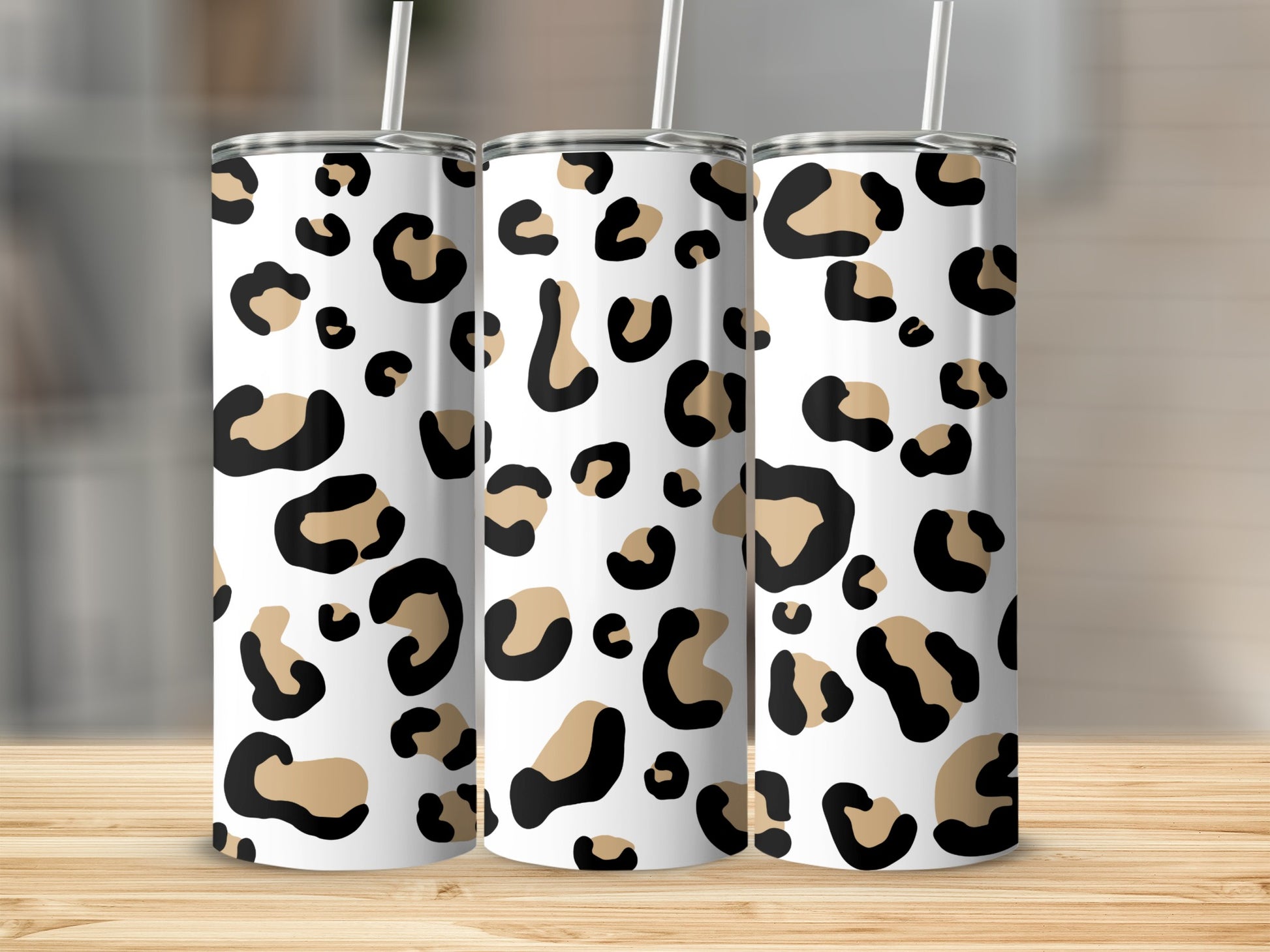 Leopard Print Insulated Tumbler with Straw Product