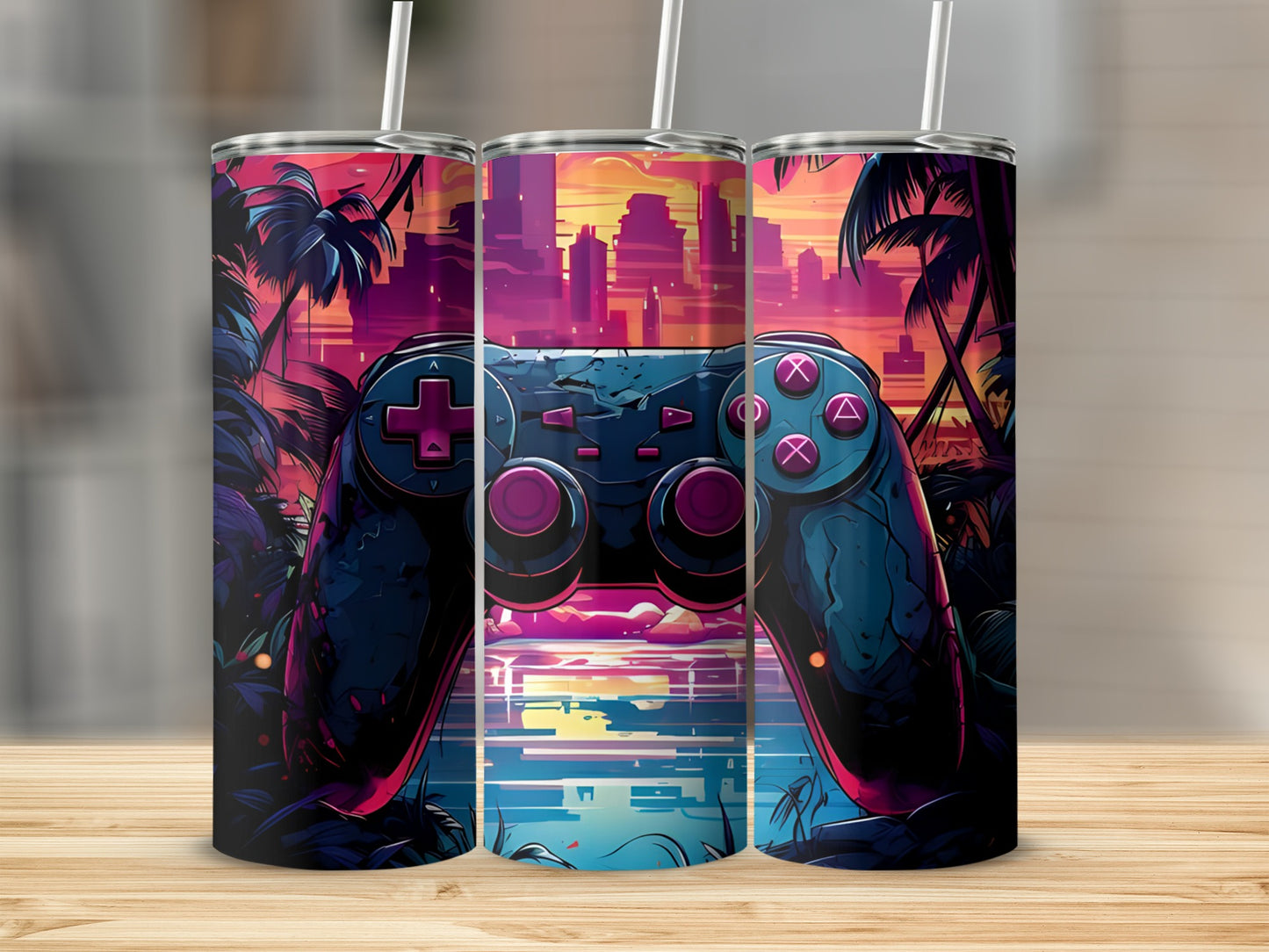 Vibrant Gaming Controller Artwork Insulated Tumbler