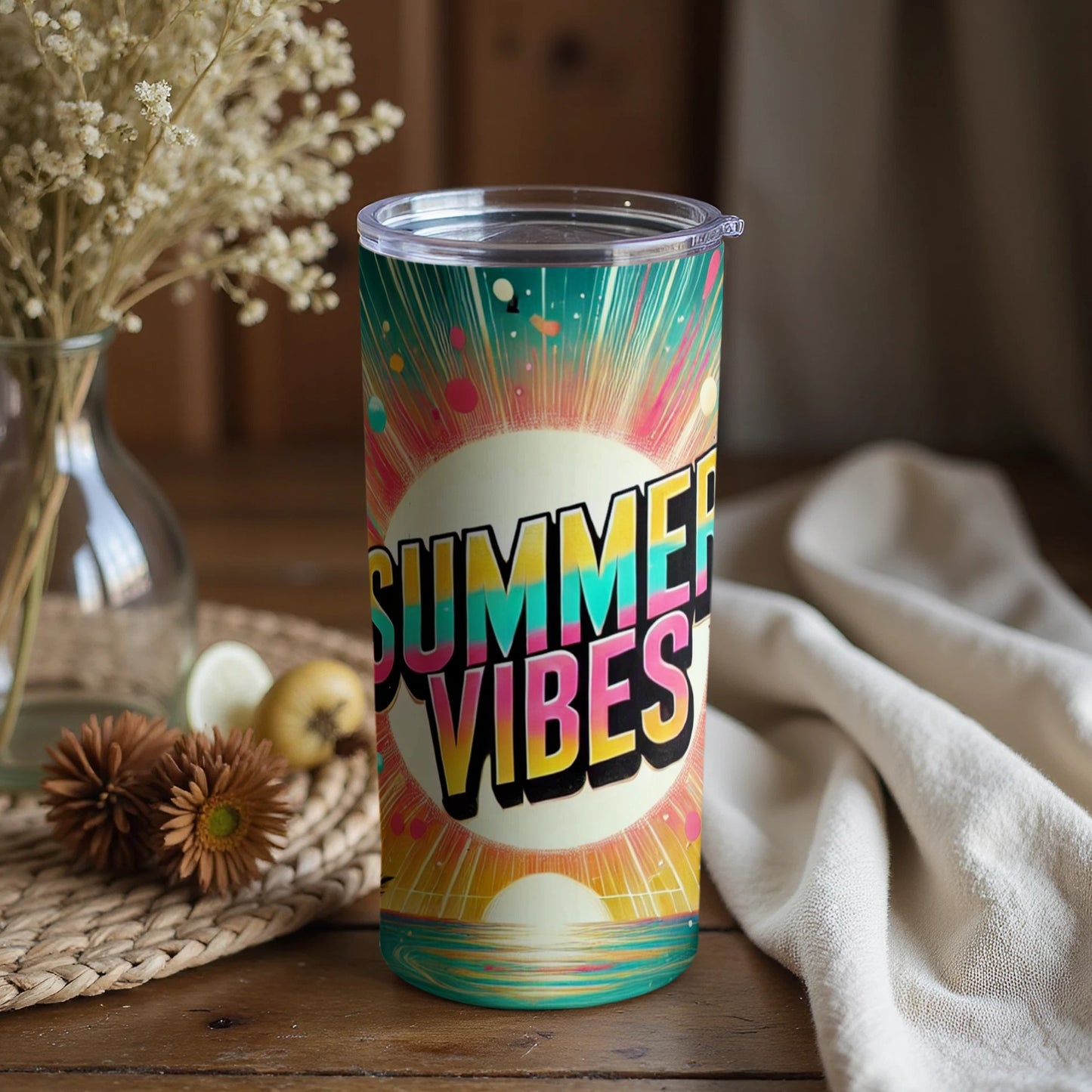 Summer Vibes Colorful Tumbler Cup Ideal for Warm Days