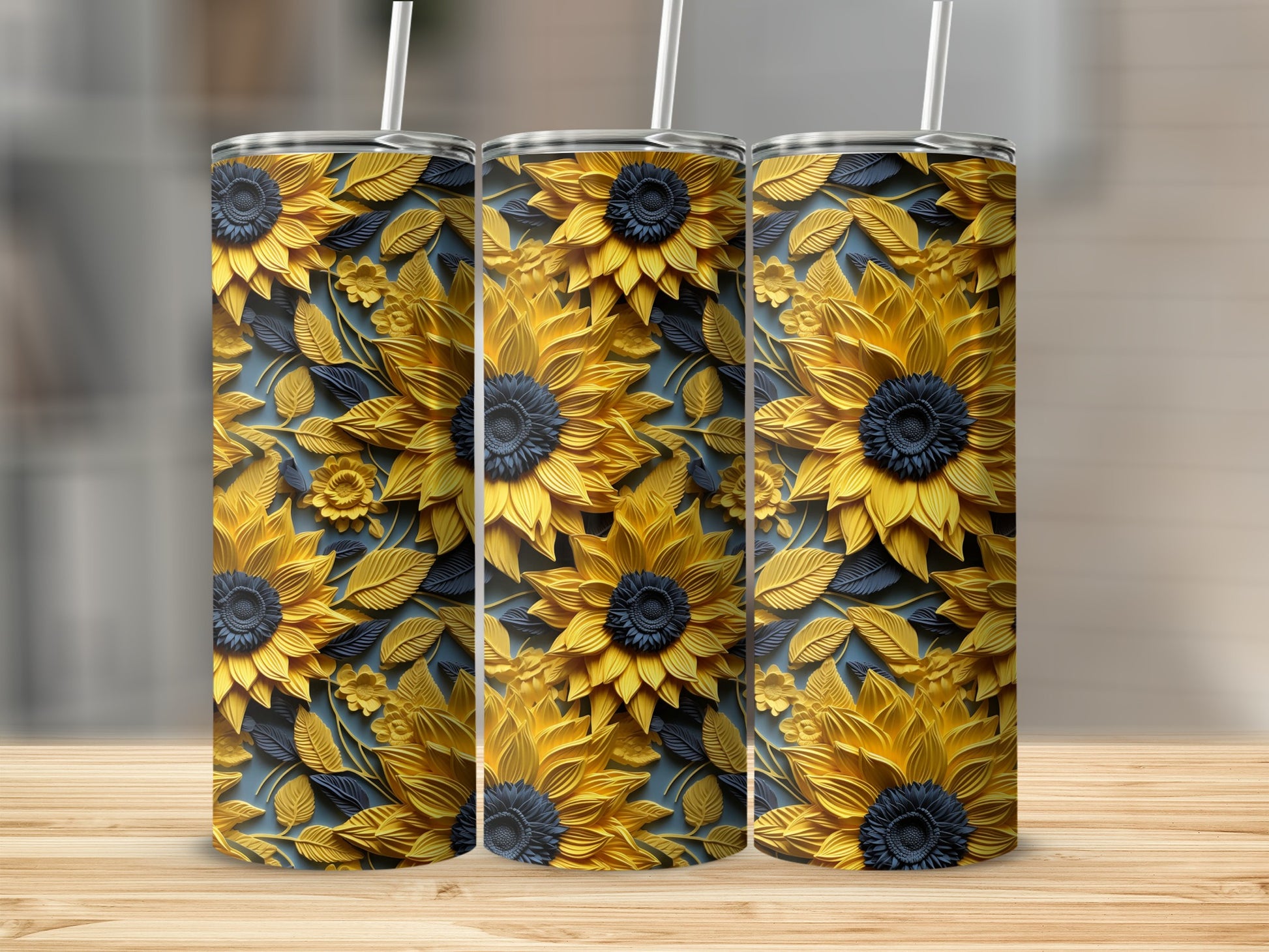 Vibrant Sunflower Themed Stainless Steel Tumbler