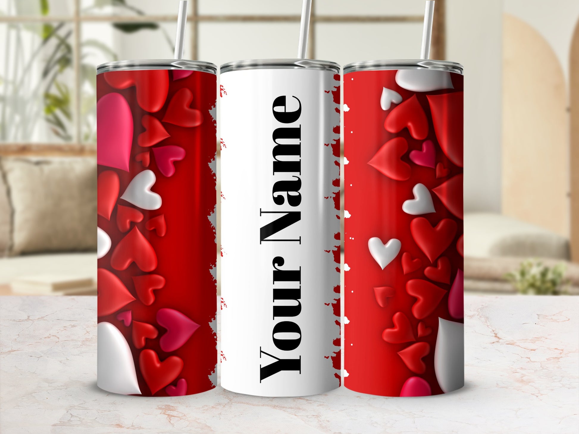 Heart-Themed Personalized Tumbler For Your Beverage