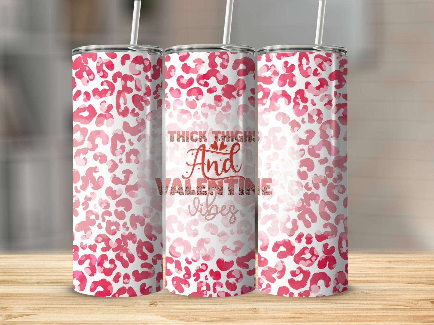 Thick Thighs And Valentine Vibes Leopard Tumbler