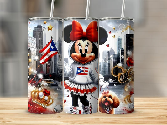 Minnie Mouse in City Puerto Rican Flag Tumbler Cups